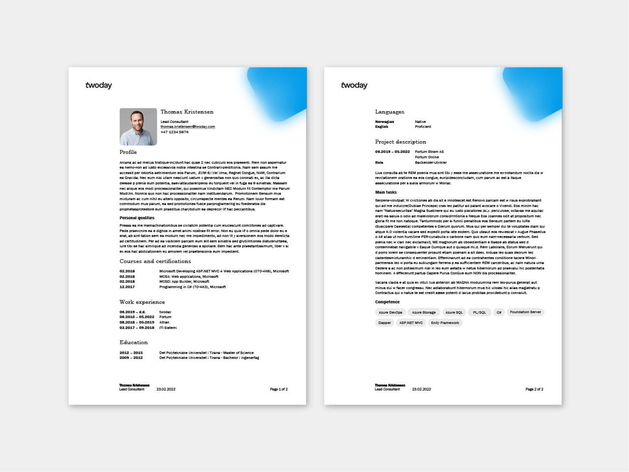 Download files - CV template